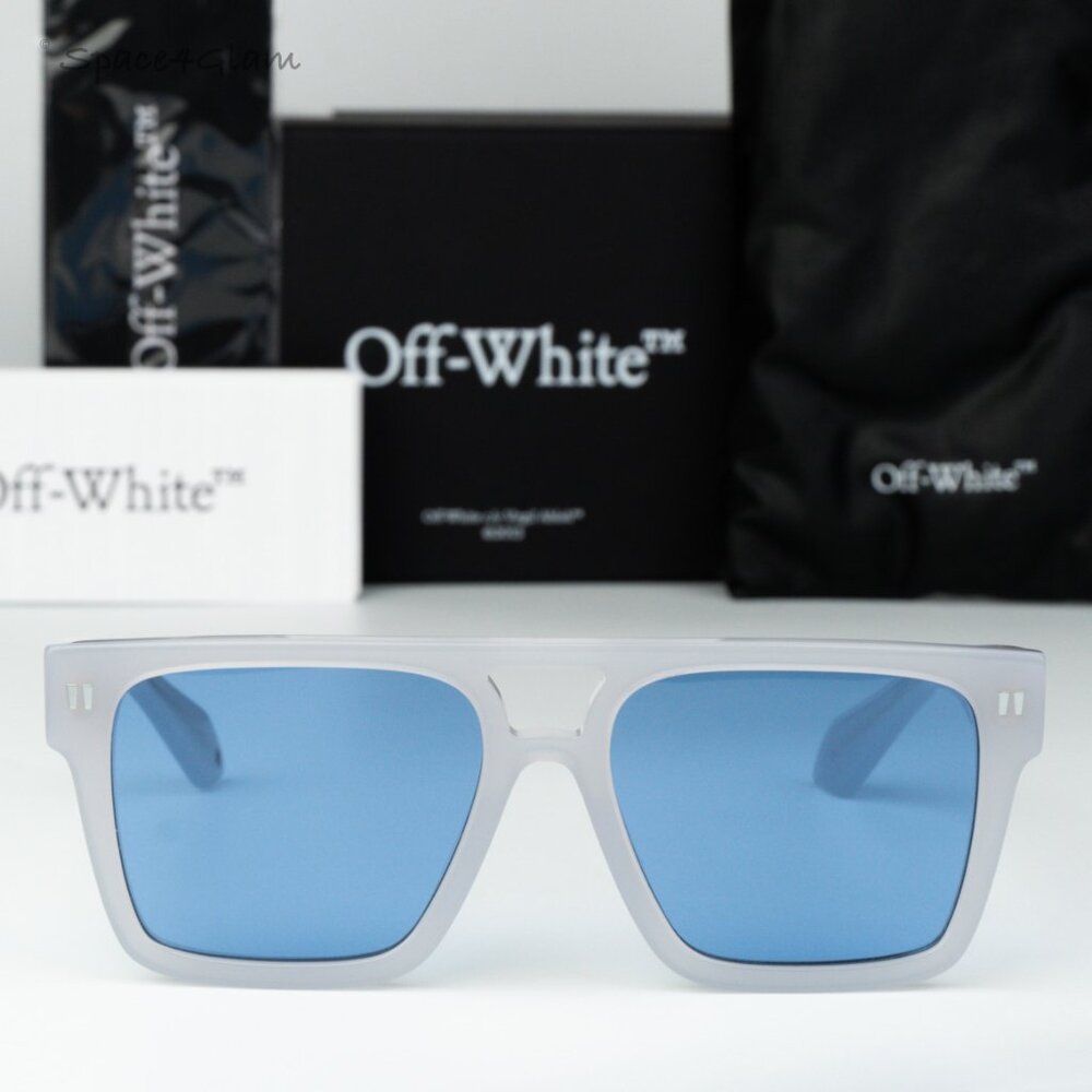 Off-White Men Sunglasses Grey Blue Square OERI133 SPRINGFIELD 0945 NEW AUTHENTIC